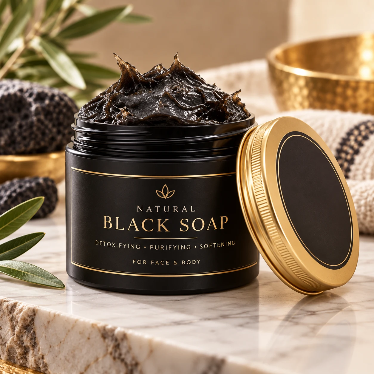 Savon noir naturel — visage et corps